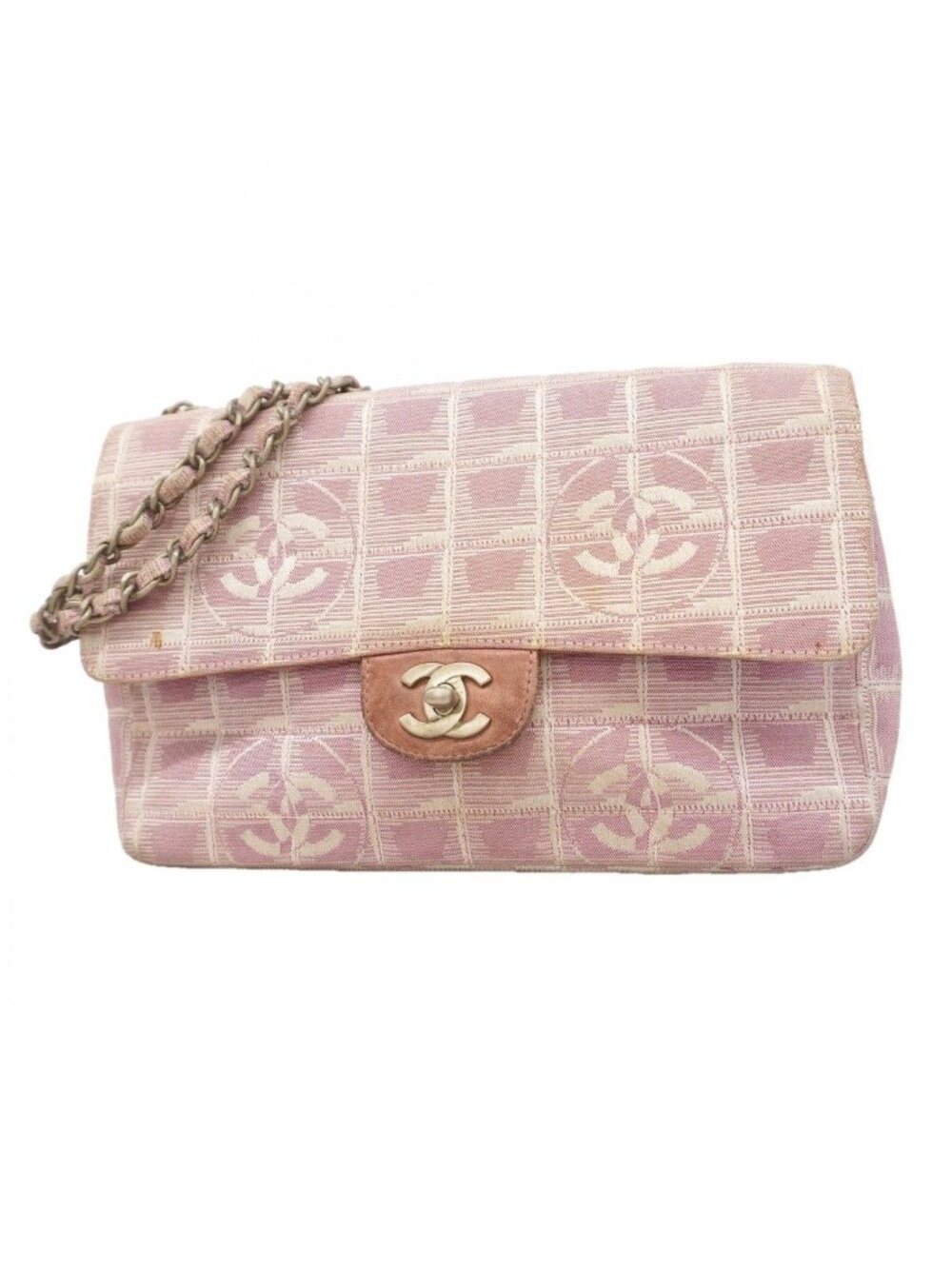 Chanel Shoulder Bag Nylon Pink Silver
